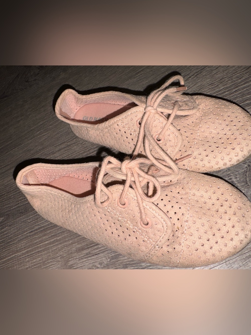 Old Navy Blush Pink Perforated Lace-Up Flats